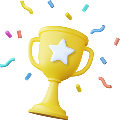 3d prize winner icon with golden cup png | فایلی مارکت